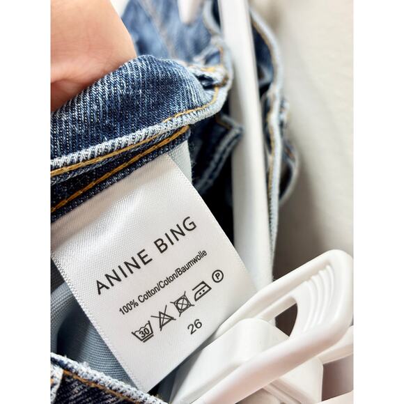 Anine Bing 100% Cotton High Waisted Denim Skinny Jeans Blue Women's Size 26 - Picture 4 of 4